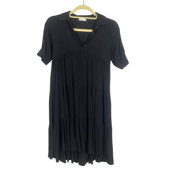 A Loves A Girls Dress M Black Mini Neutral Minimalist Retro Western Capsule 80s - Picture 1 of 11